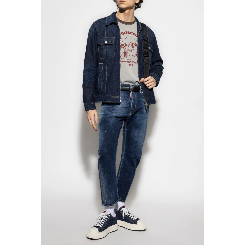 Dsquared2 T-shirt met logo Gray Heren