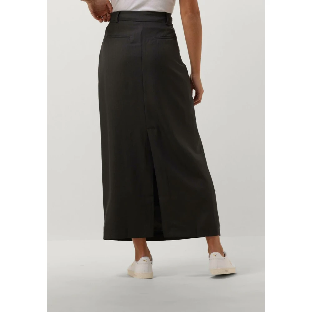 NEO NOIR Grijze Maxi Rok met Split en Zakken Gray Dames