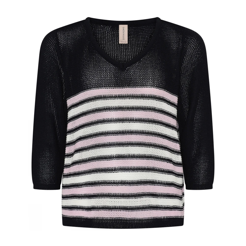 Skovhuus Gestreepte Tape Garen Pullover Blouse Donkerblauw Blue Dames