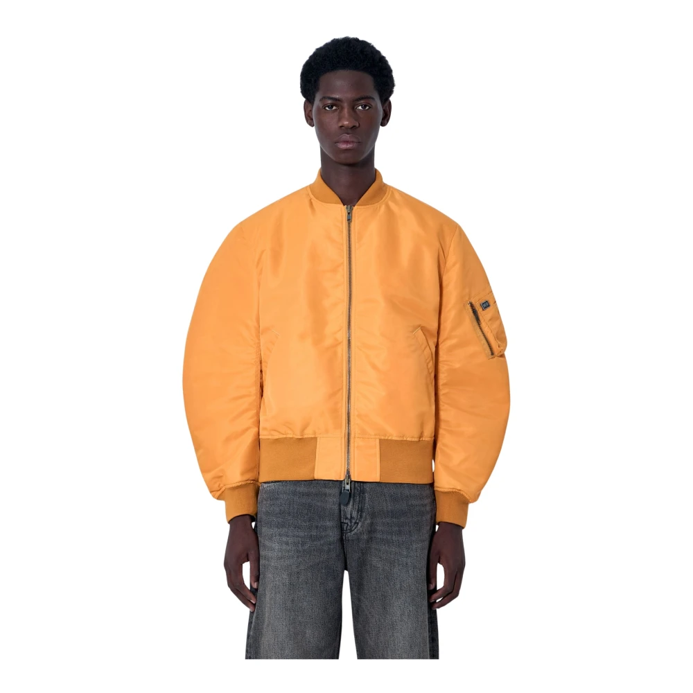 Martine Rose Men's Orange Bomber Jacket With Ribbed Trims - Bomber Jackets - M - Jackets