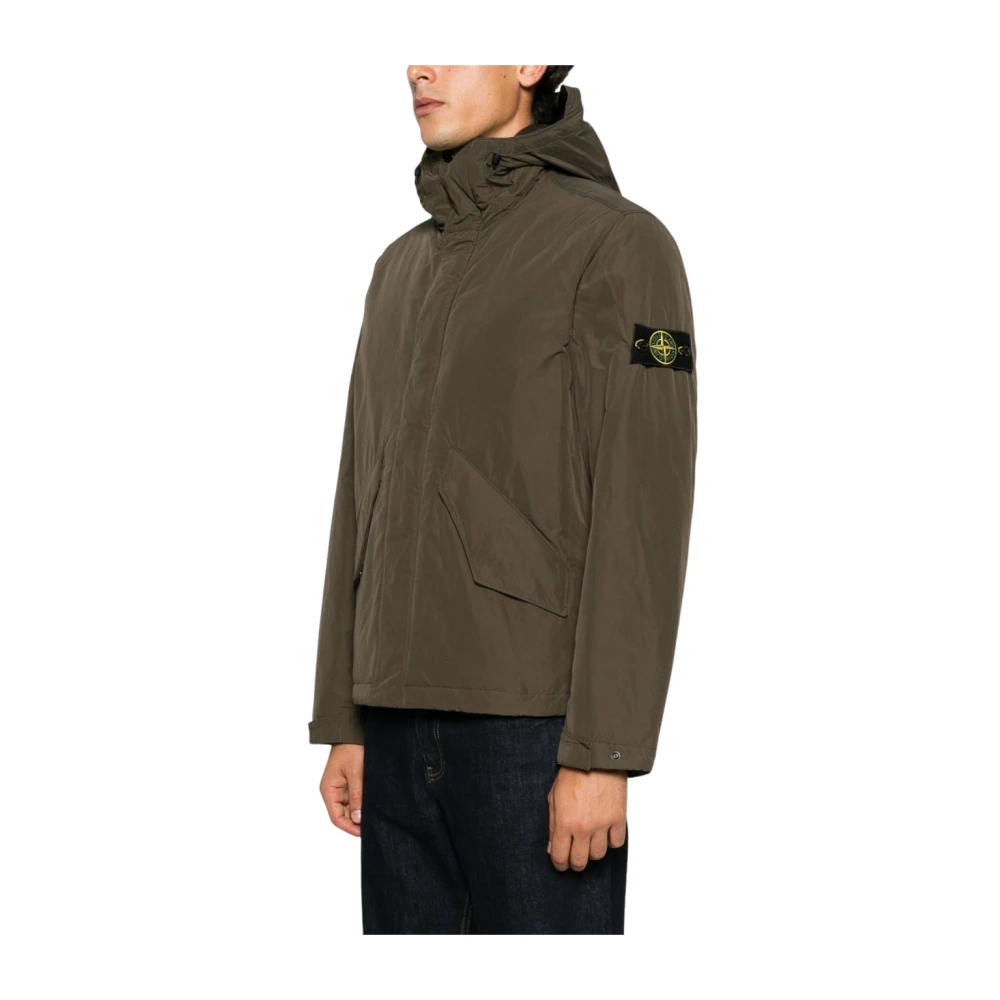 Stone Island , Light Jackets, Male, Brown, Xl, Hooded Jacket