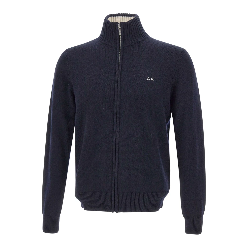 Sun68 Men's Blue Cashmere Blend Zip Cardigan