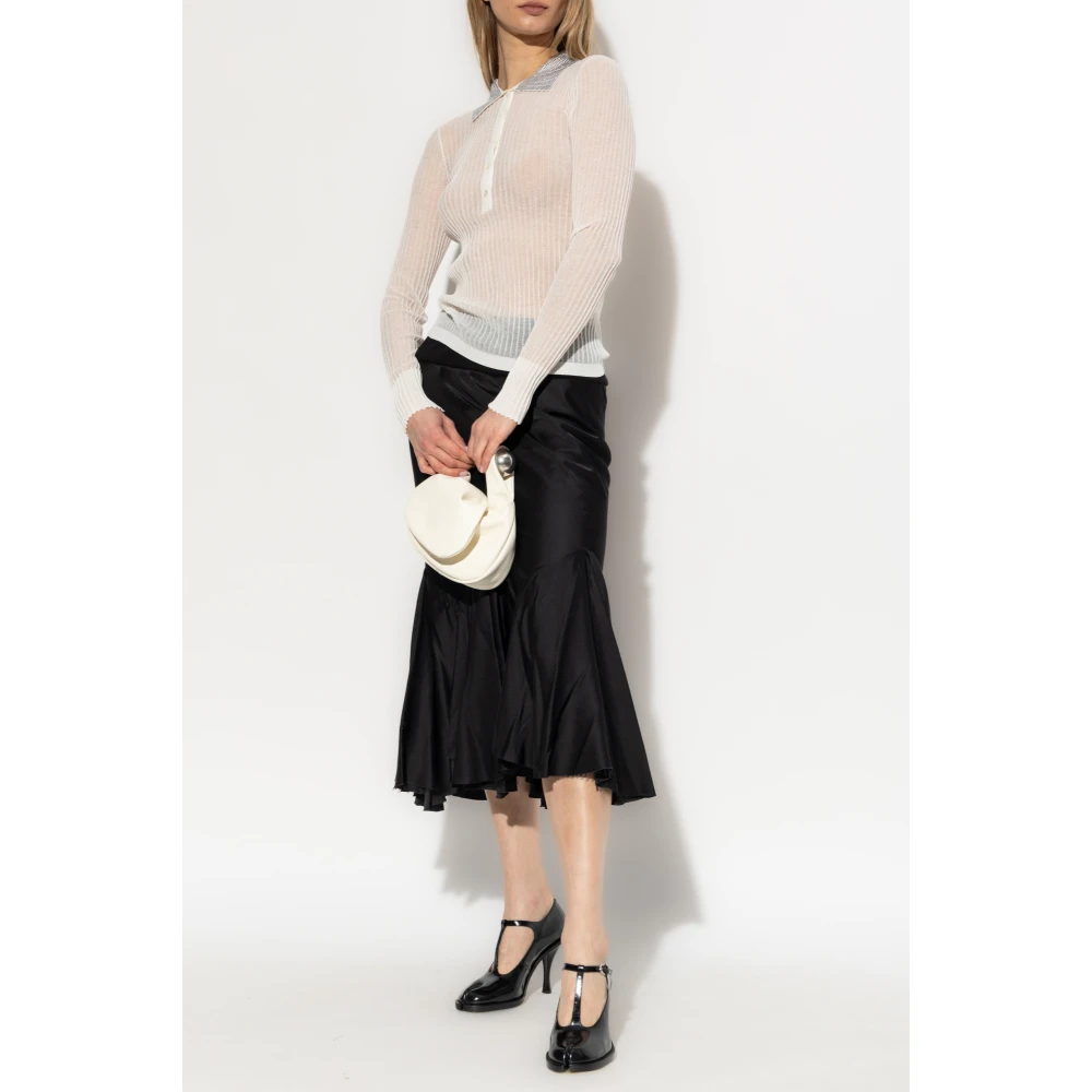 Blumarine Geribbeld poloshirt met glinsterende pailletten White Dames