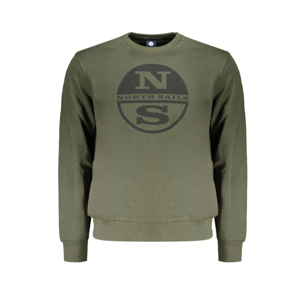 North Sails Men's Green Brushed Cotton Sweatshirt With Logo Print 2XL
