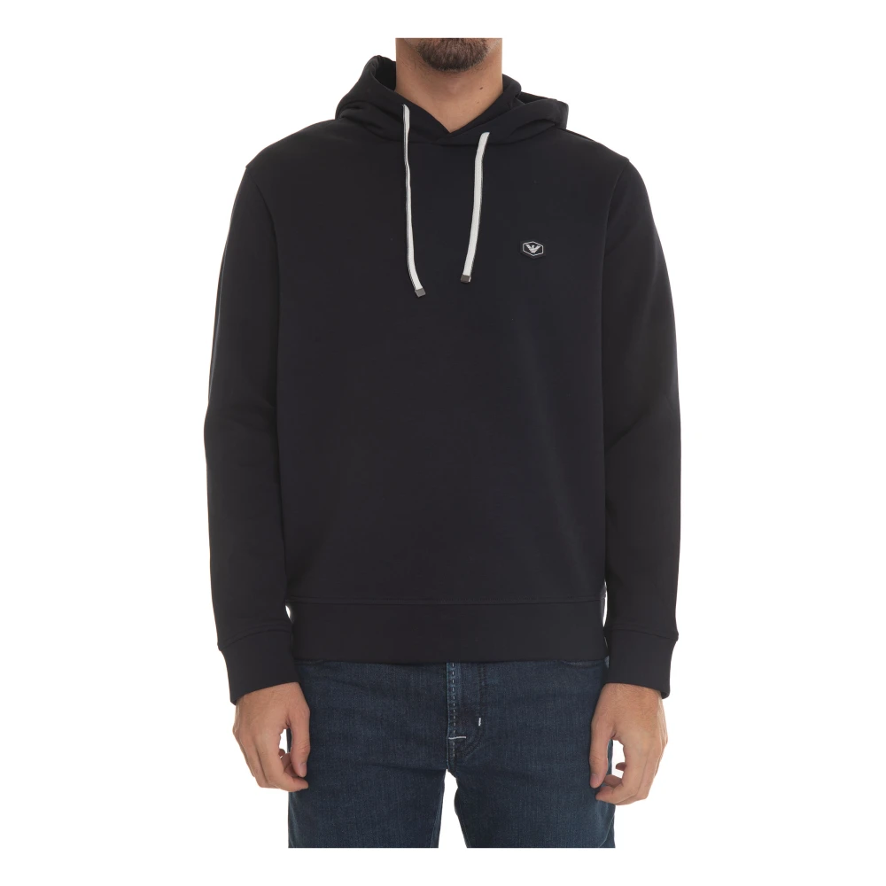 Emporio Armani Logo Crewneck Sweatshirt Zachte Stof Blue Heren