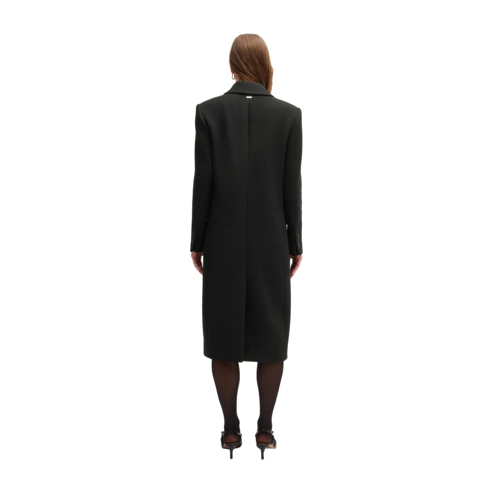 Hugo Boss Formele Lange Wollen Jas in Zwart Black Dames