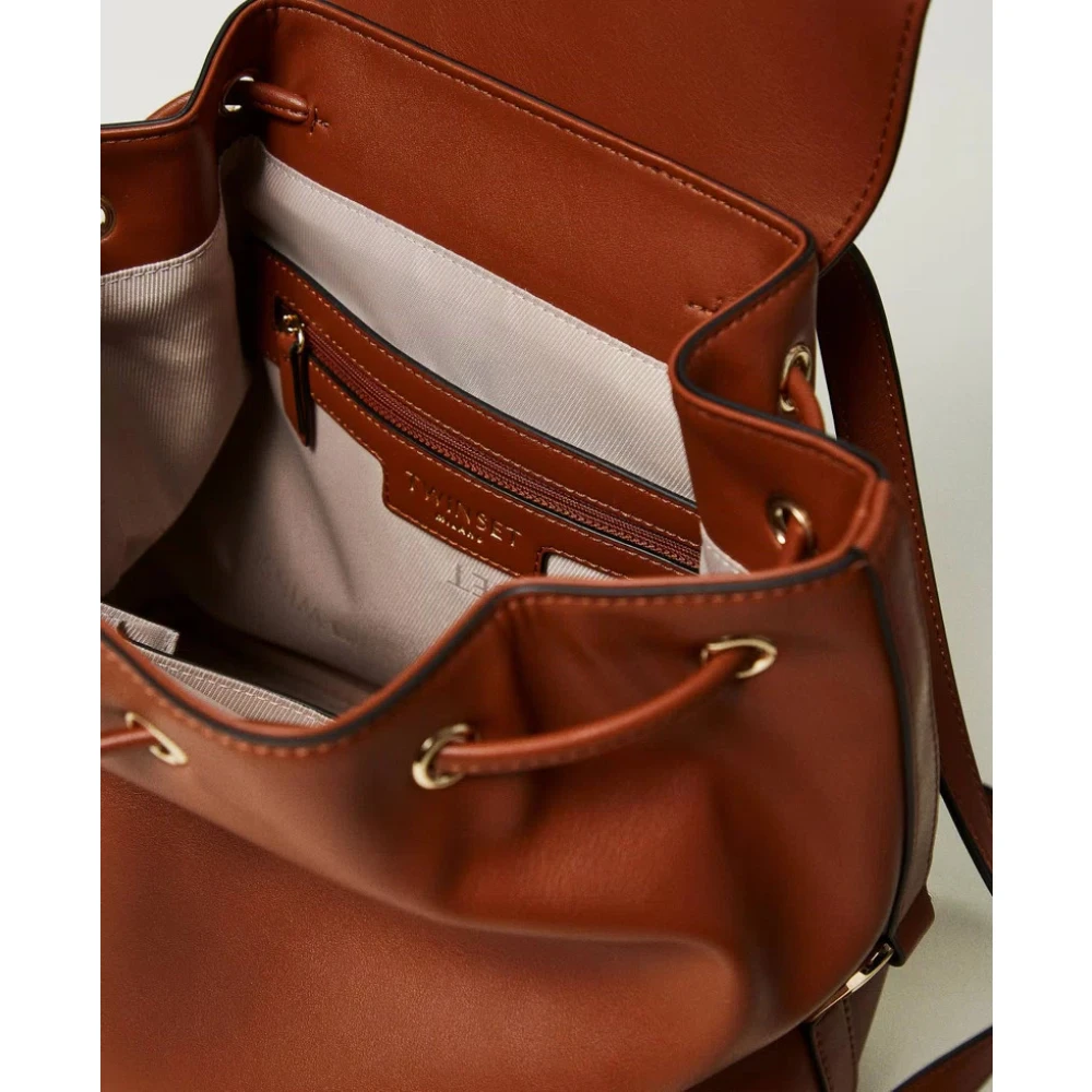 Twinset Ovale Gesp Rugzak Brown Dames