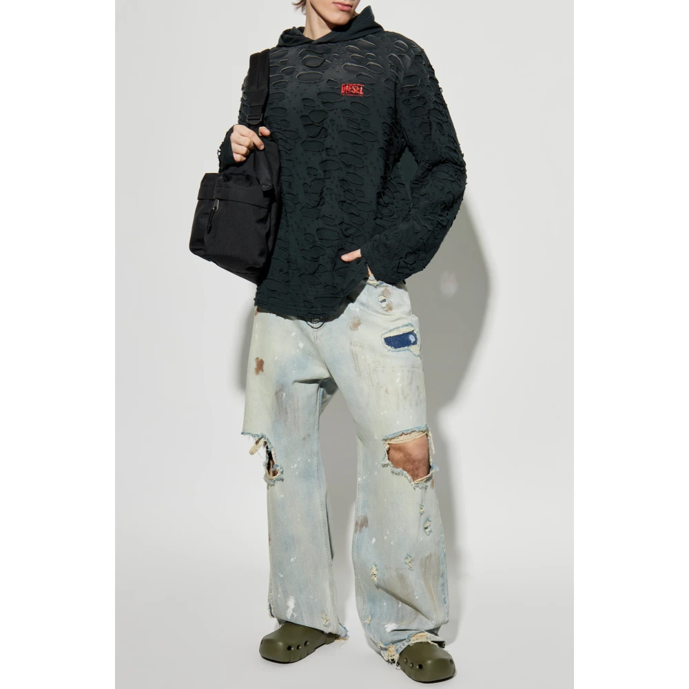 Diesel Sweatshirt T-Crane-Ls-Hood Gray Heren