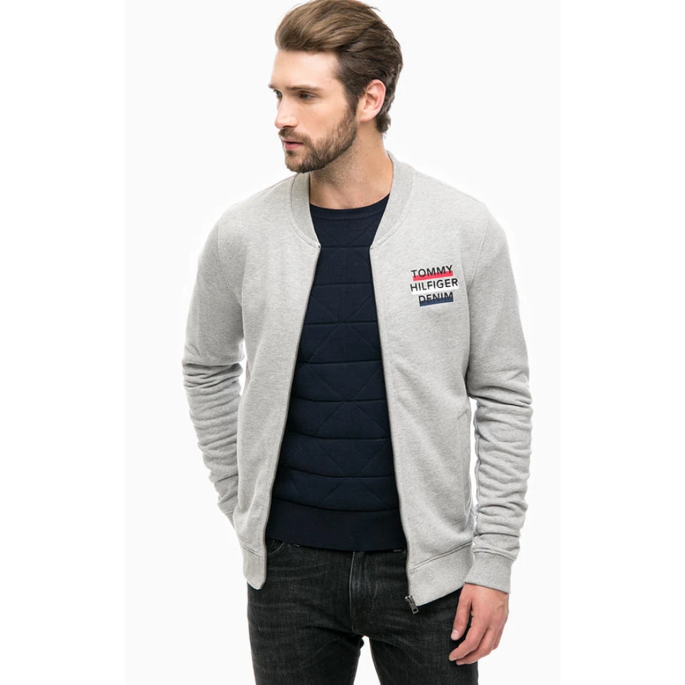 Tommy Hilfiger Zip Sweater Grijs Lifestyle Mannen Katoen Gray Heren