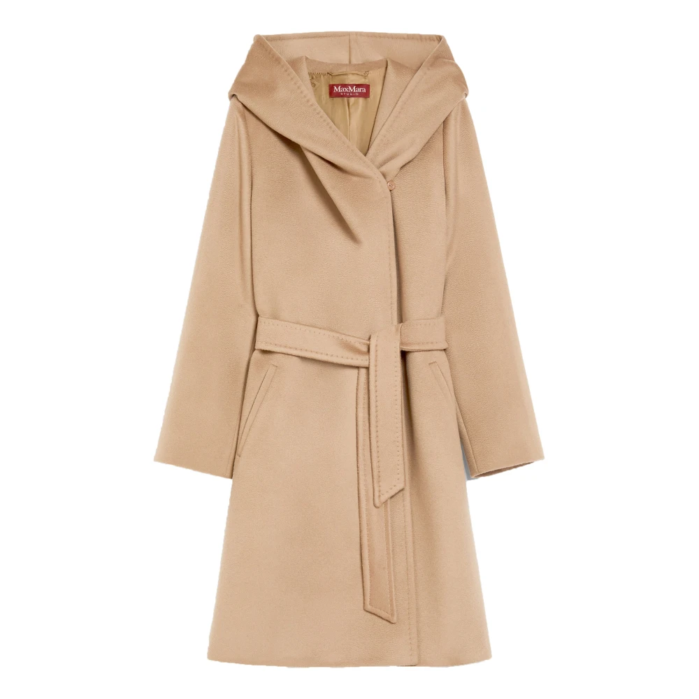 Max Mara Studio Kameelwol capuchon wikkeljas Brown Dames