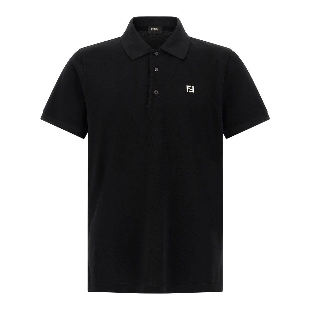 Fendi Ff Metallic Logo Polo Shirt - Male - Polo Shirts - Black - L - Tops