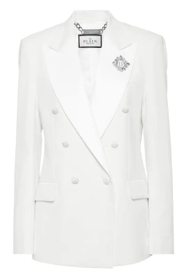 Crepe and Satin Dubbelknäppt Blazer