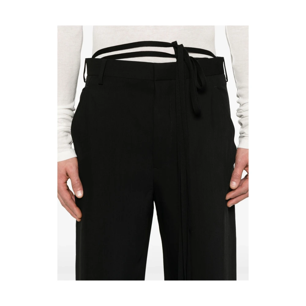 Ann Demeulemeester Zwarte Broek met Zakken en Knopen Black Heren