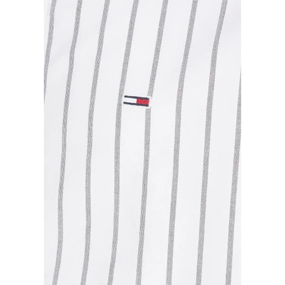 Tommy Hilfiger Wit Gestreept Shirt met Klein Vooraan Logo White Heren