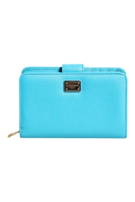 Ljusblå Läder Continental Clutch Plånbok