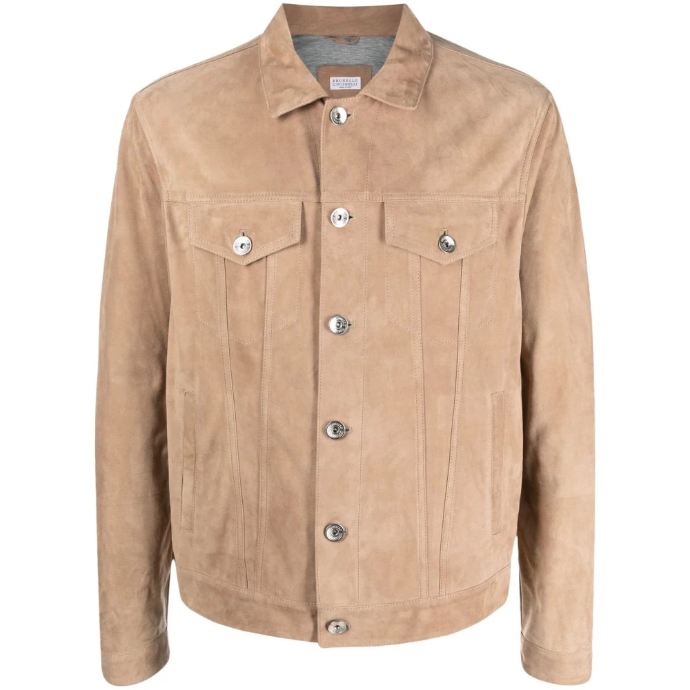BRUNELLO CUCINELLI Lichte Leren Jas Beige Heren