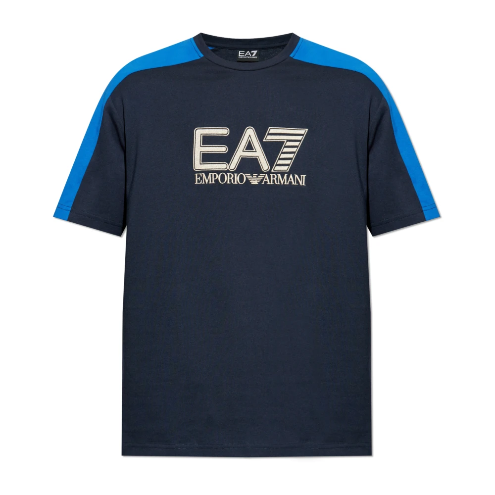 Emporio Armani EA7 T-shirt met geborduurd logo Blue Heren