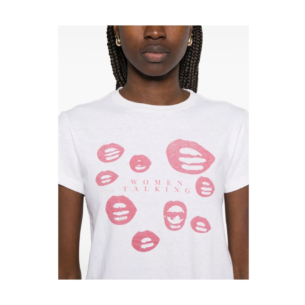 Re Done Wit Crew Neck Slogan Print T-shirt White Dames