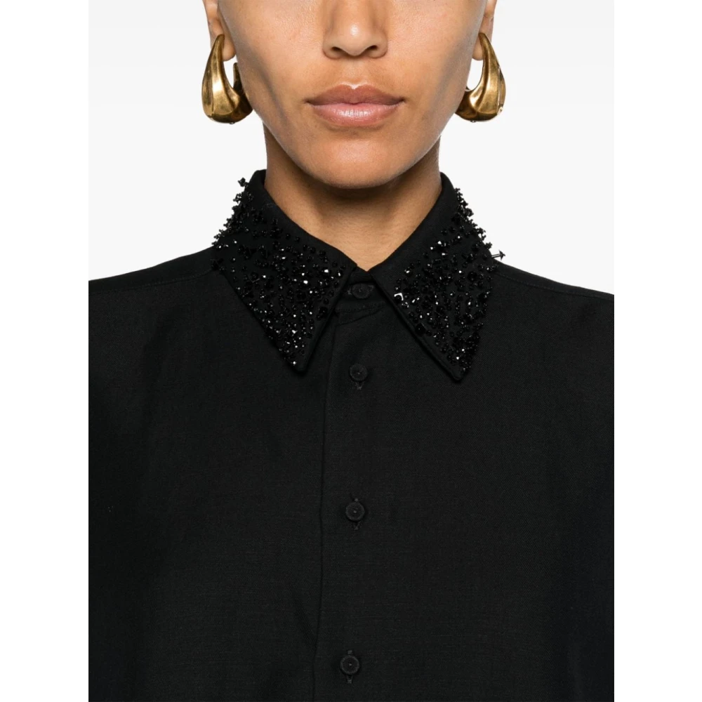 Fabiana Filippi Zwarte blouse met applicatiedetails Black Dames