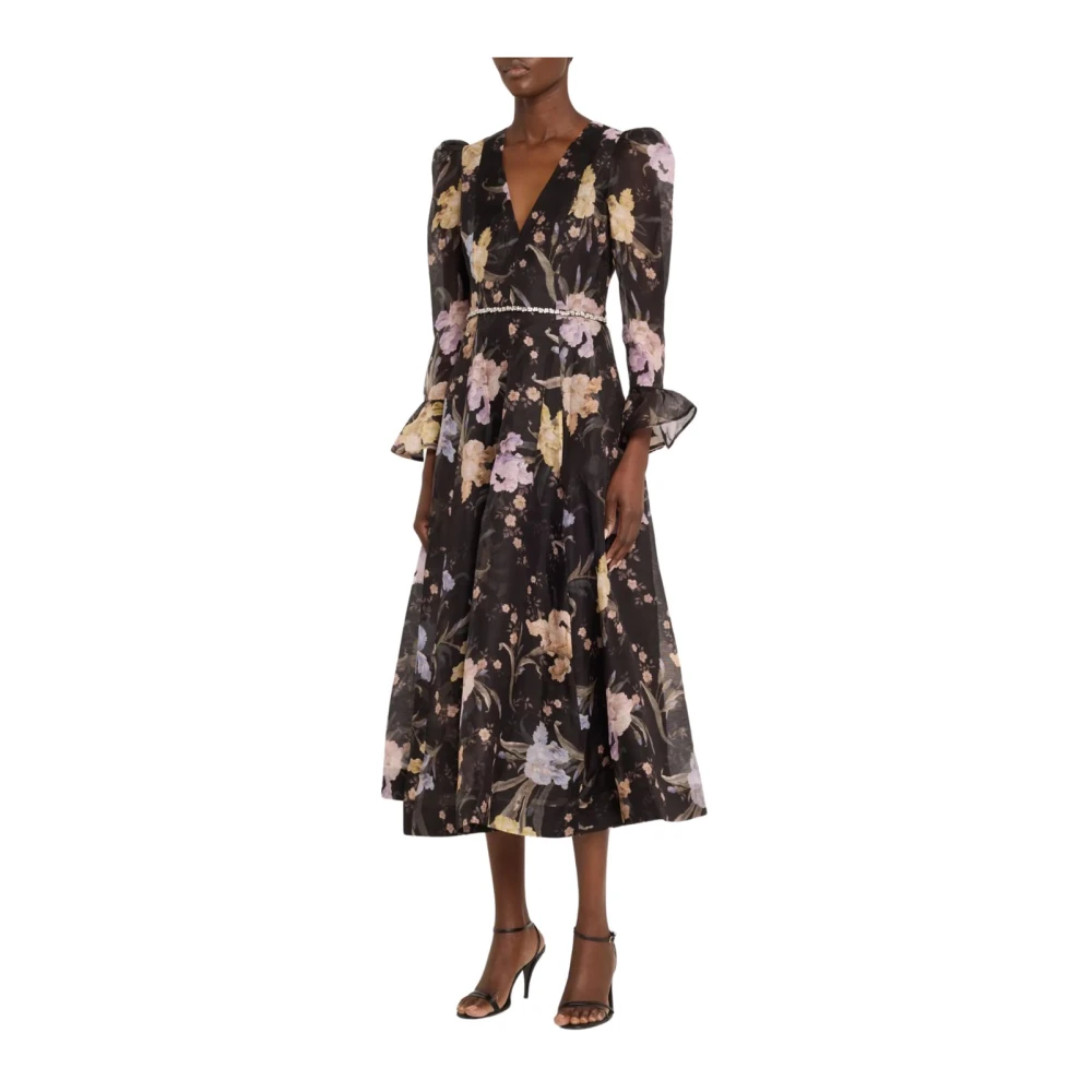 Zimmermann Elegante Midi Jurk Met Lange Mouwen Multicolor Dames