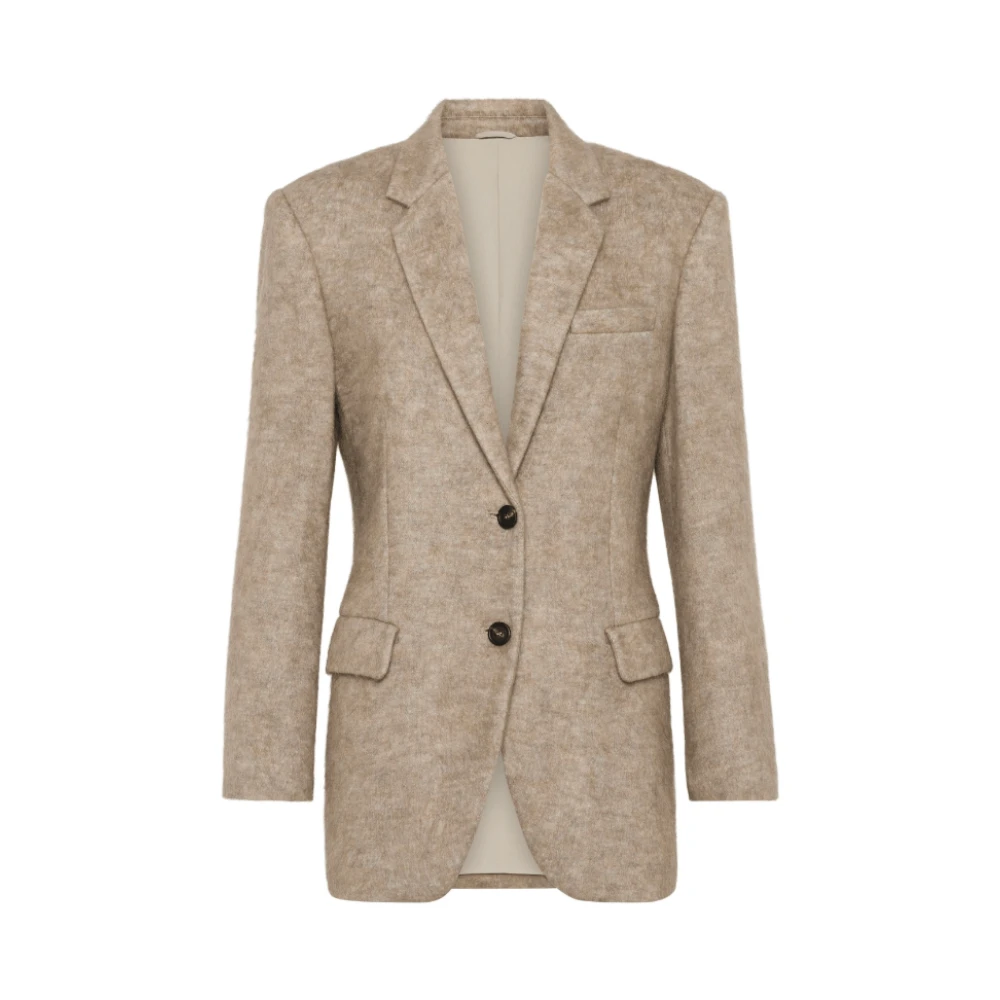 BRUNELLO CUCINELLI Monili Ketting Detail Blazer Brown Dames