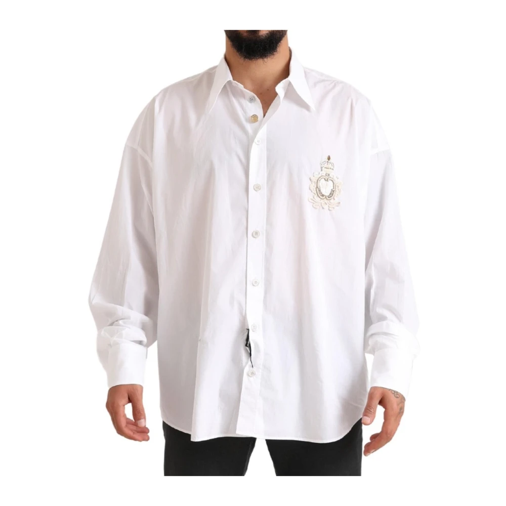 Dolce & Gabbana Wit katoenen button-down overhemd voor formele gelegenheden White Heren