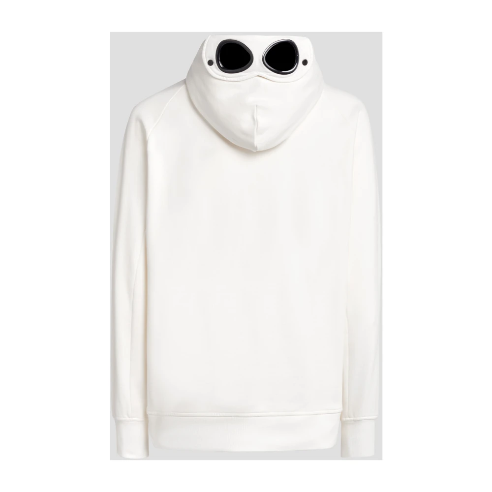 C.P. Company Diagonal Fleece Goggle Hoodie White Heren