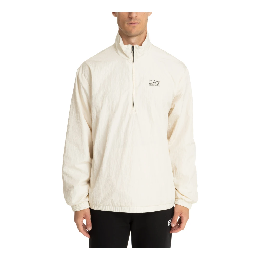 Emporio Armani EA7 Ritssluiting Effen Logo Zakken Jas White Heren