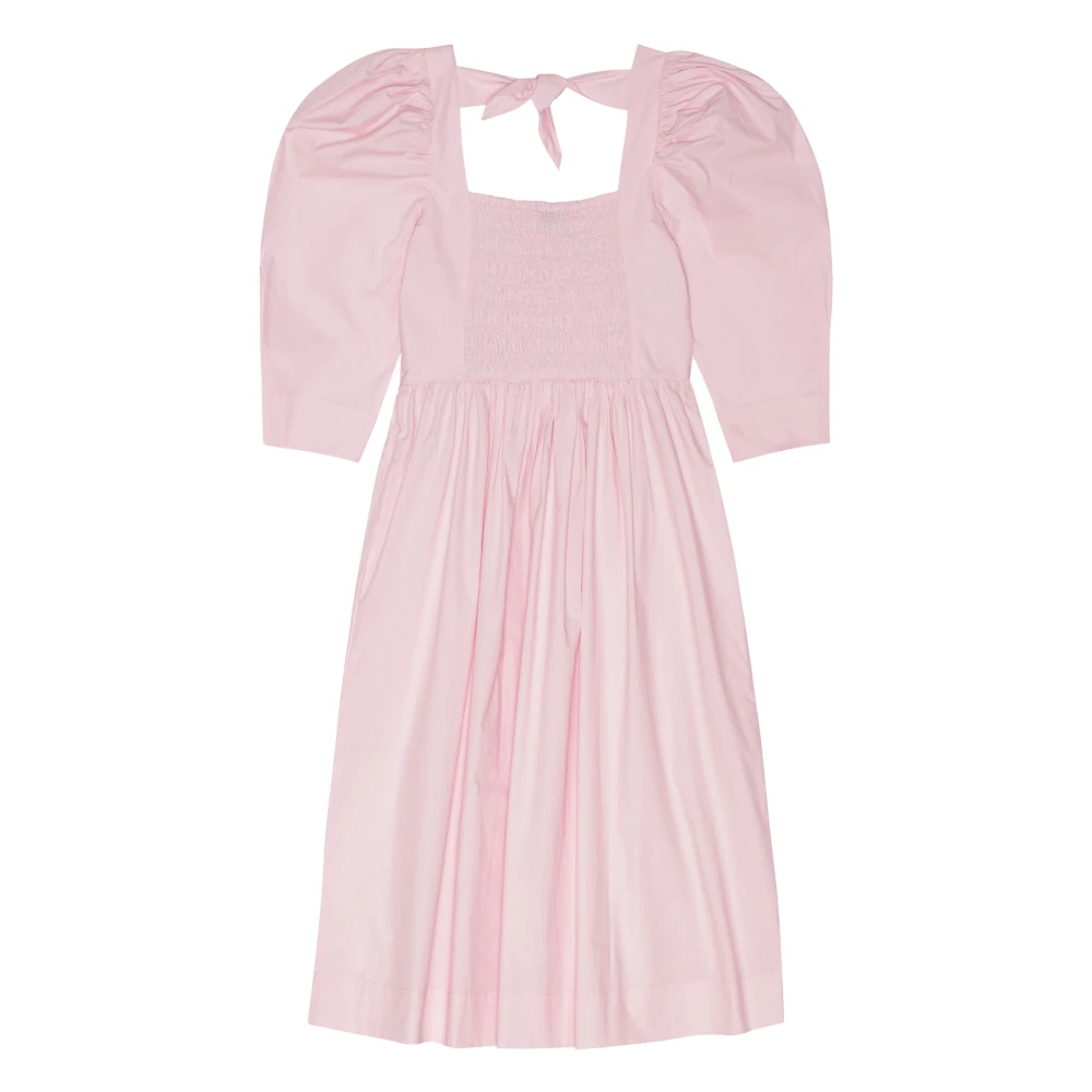 Ganni Roze Jurk met Vierkante Halslijn en Uitsnijding Pink Dames