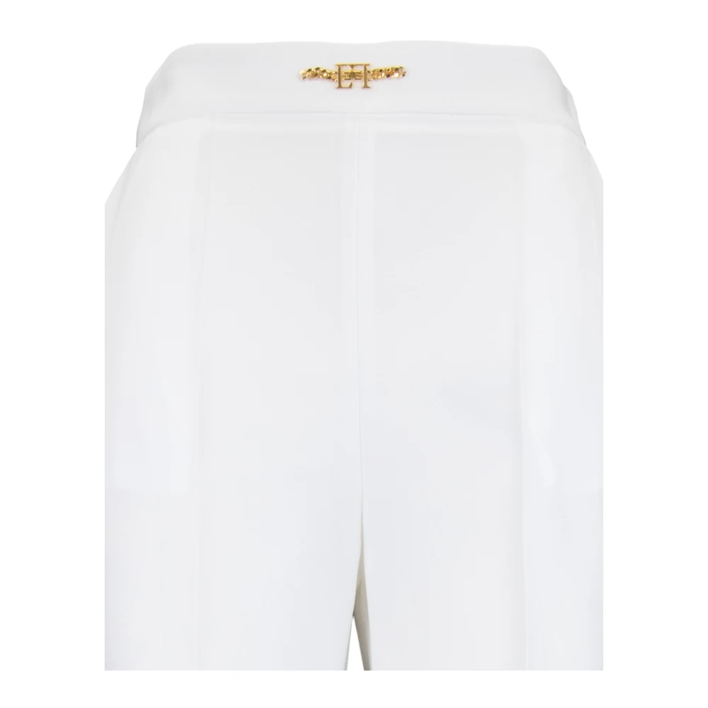Elisabetta Franchi Gouden Detail Rits Haak Broek White Dames