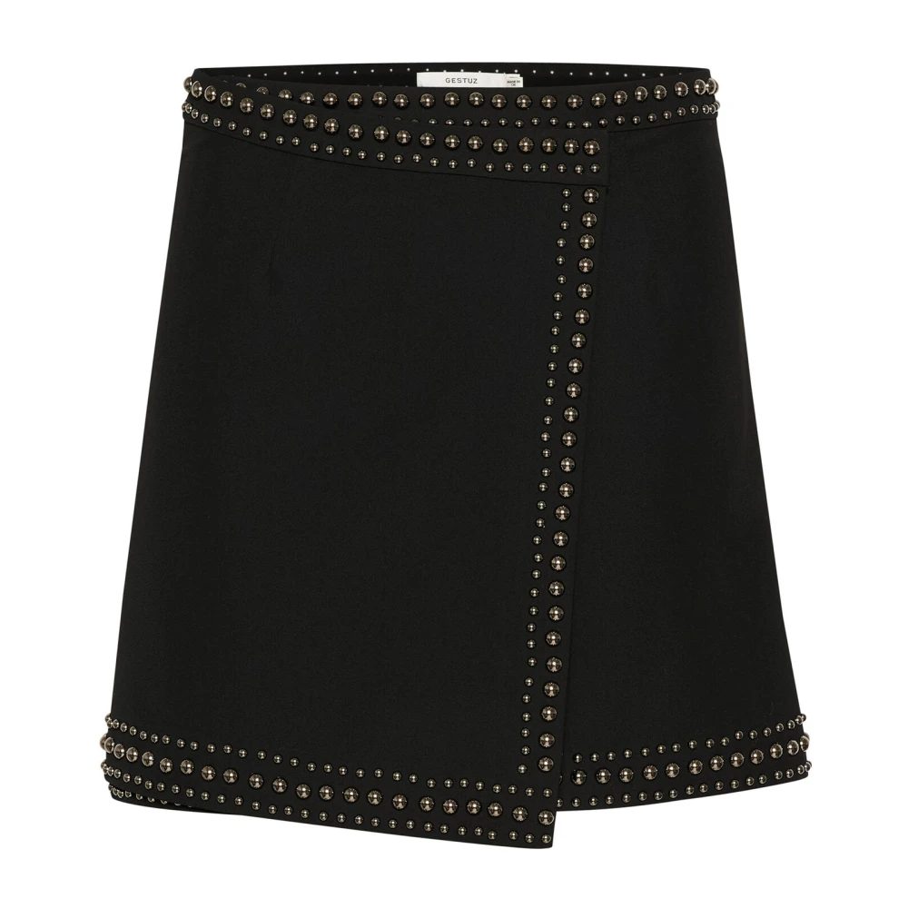 Gestuz Asymmetrische Zwarte Rok met Studs Black Dames