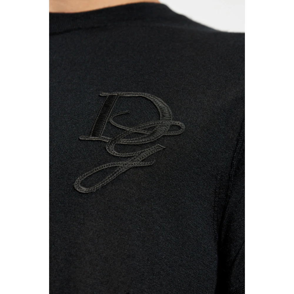 Dolce & Gabbana Kasjmier trui met logo Black Heren