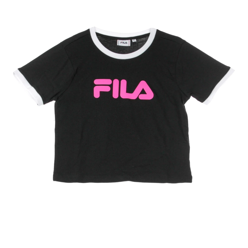 Fila Zwart Wit Geknipt Dames T-Shirt Black Dames