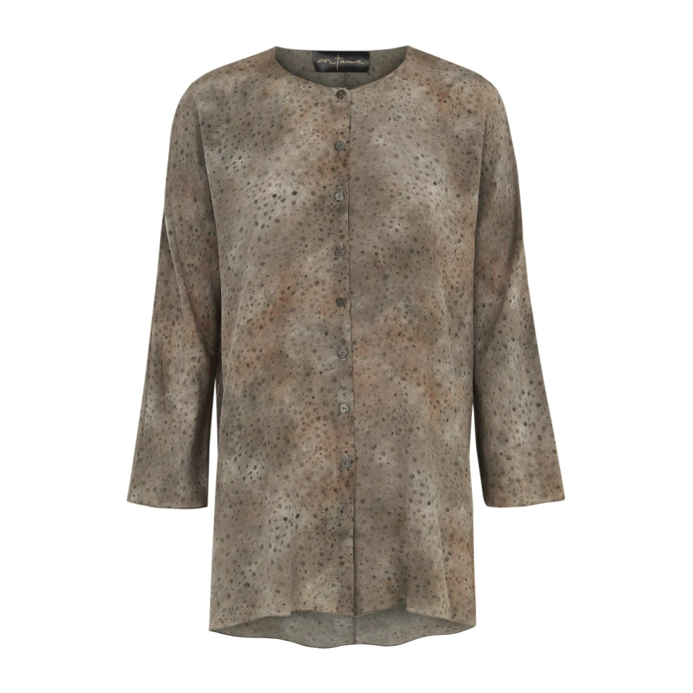Cortana Zijden Dejavu Print Blouse Gray Dames