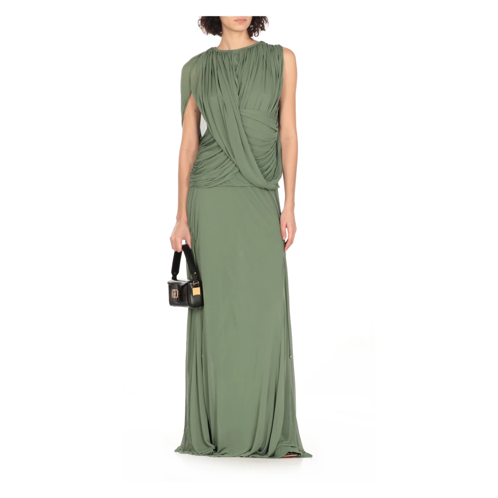 Lanvin Groene Zijden Viscose Top met Drape Green Dames
