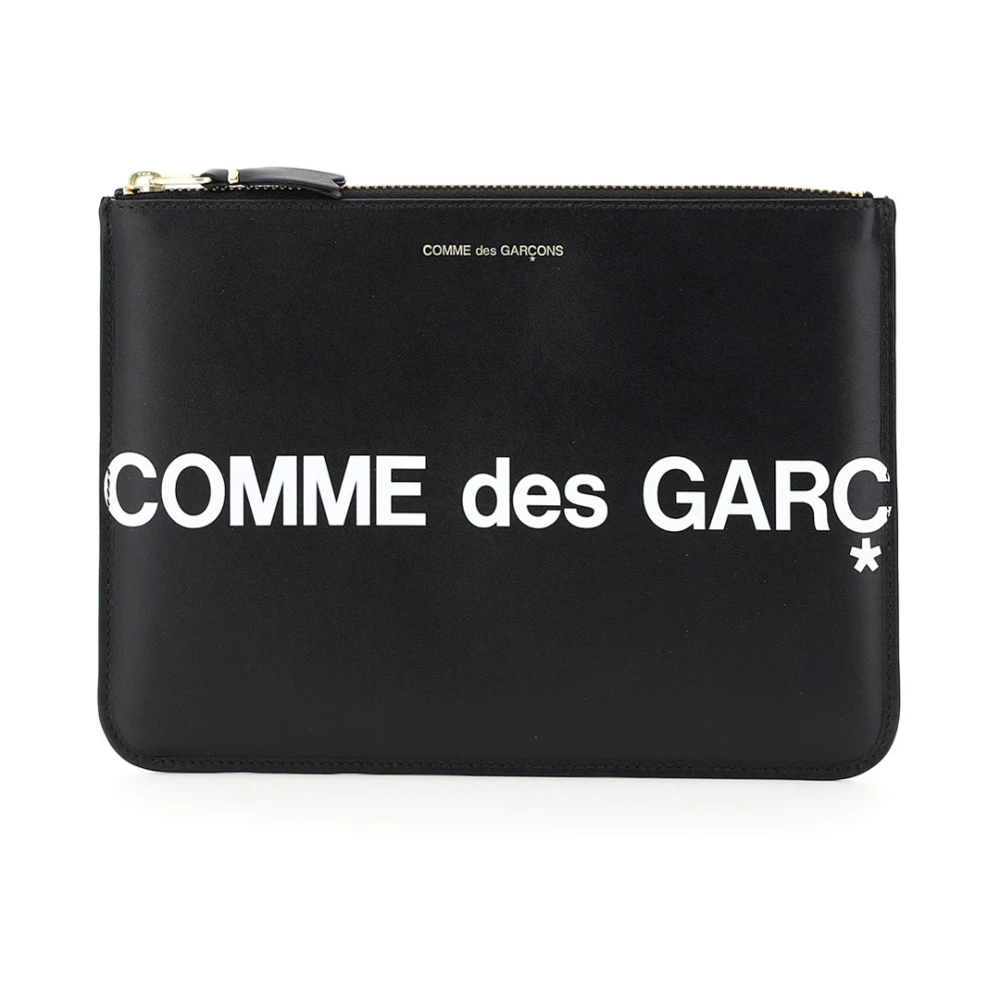 Comme des Garçons Leren Pouch met Logoprint Black Heren