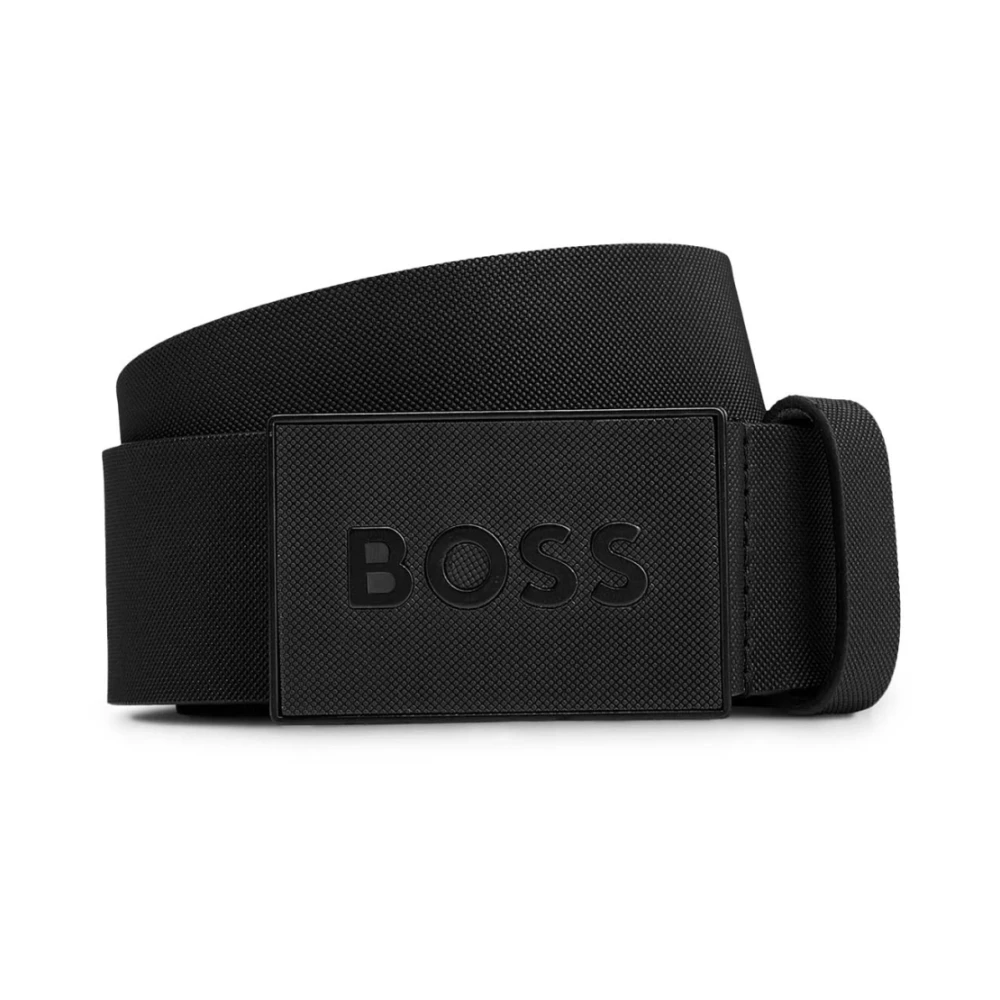 Hugo Men's Black Belts, 80 Cm, Icon Logo Buckle Belt