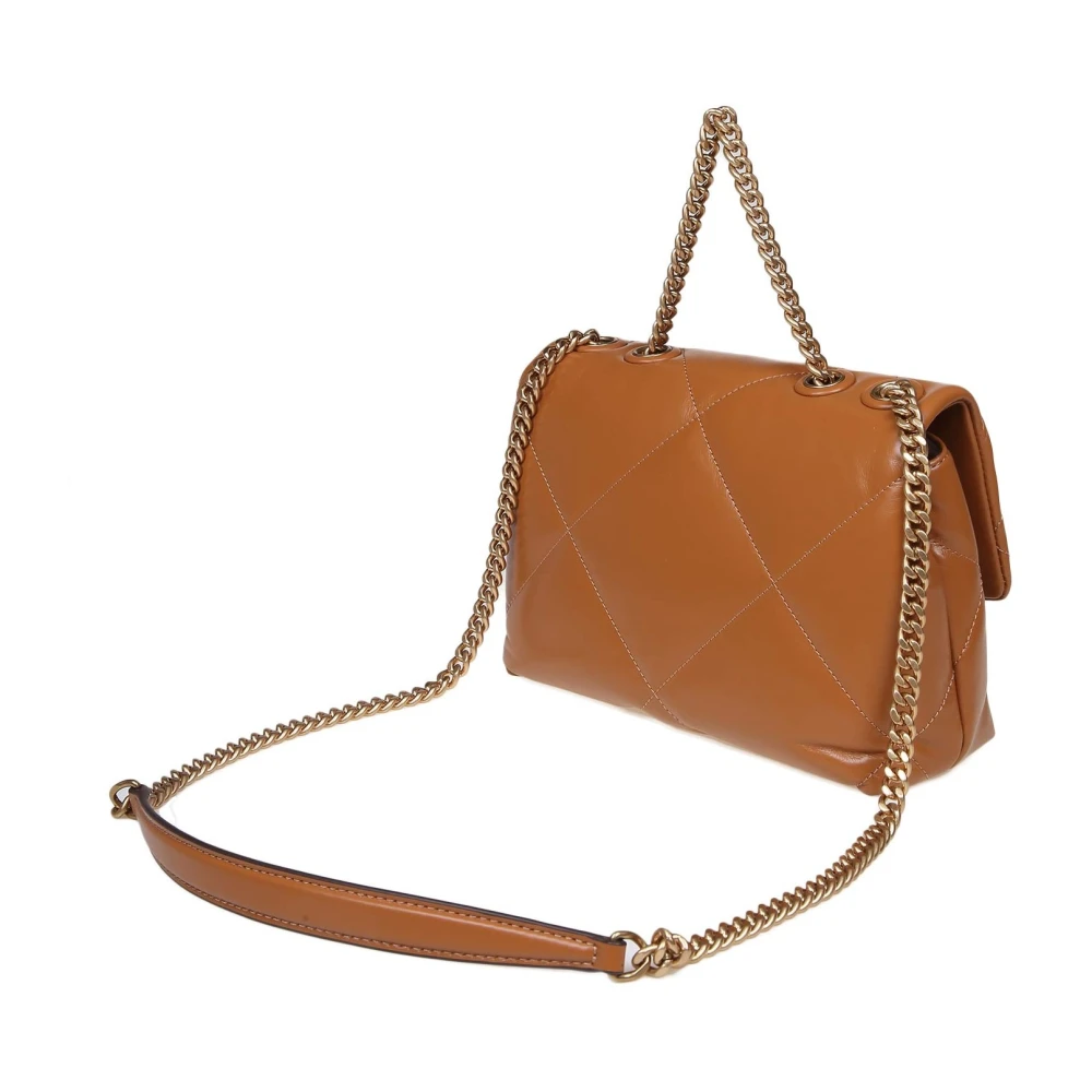 TORY BURCH Gewatteerde Leren Schoudertas Tan Brown Dames