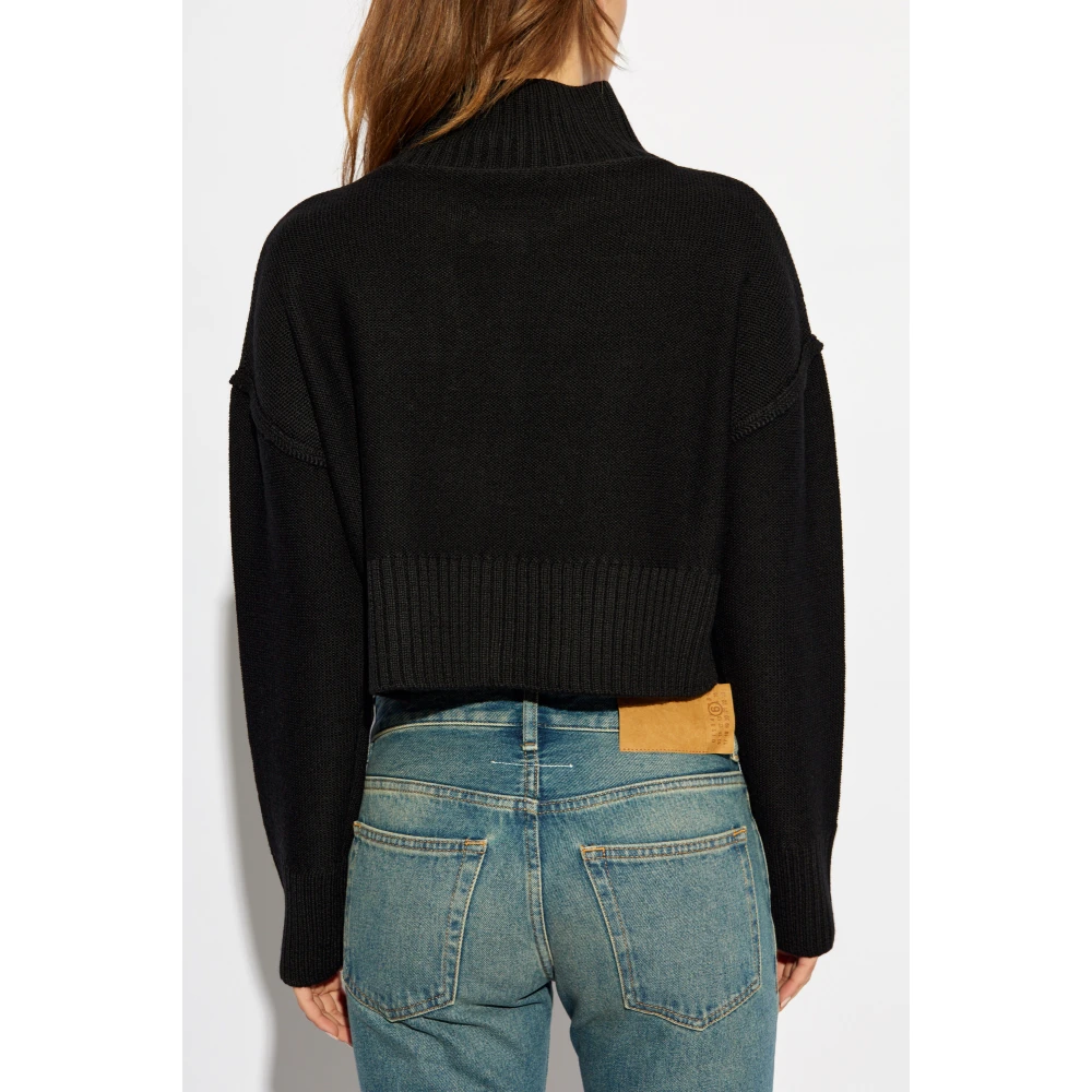 MM6 Maison Margiela Korte turtleneck met splitten Black Dames