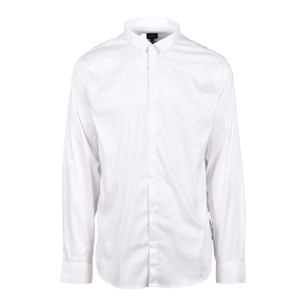 Armani Exchange Lyocell Blandning Stretch Skjorta White, Herr