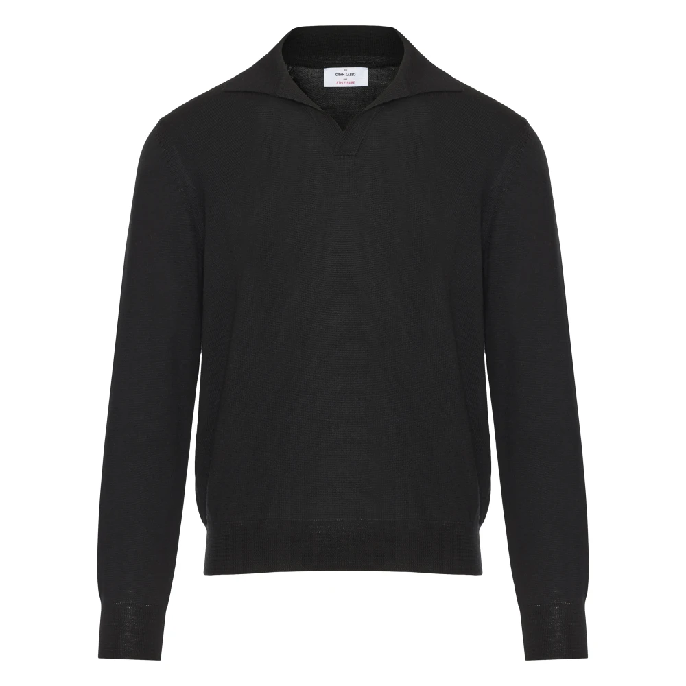 Gran Sasso Wollen Polo Shirt Gemaakt in Italië Black Heren