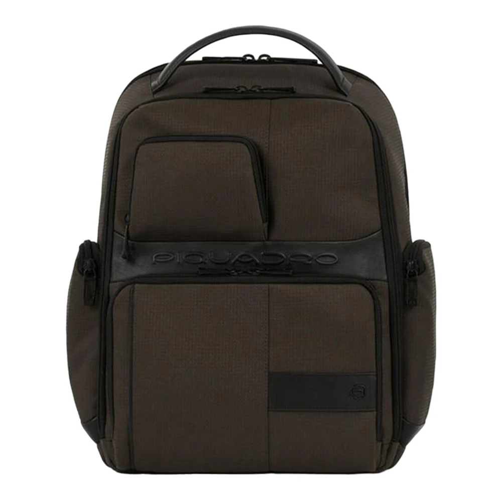 Piquadro Groene Leren en Stoffen Rugzak Green Heren