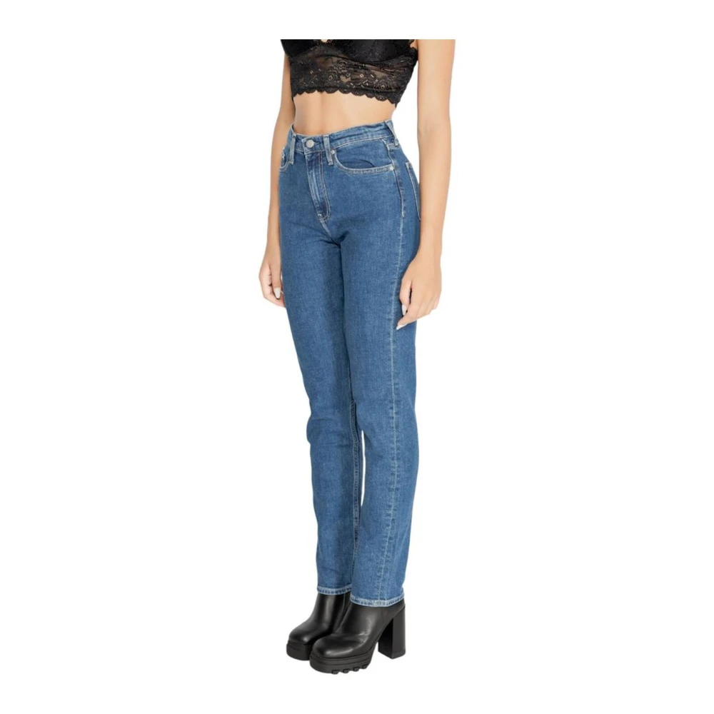 Calvin Klein Jeans Slim Cotton Blend Jeans Collectie Blue Dames