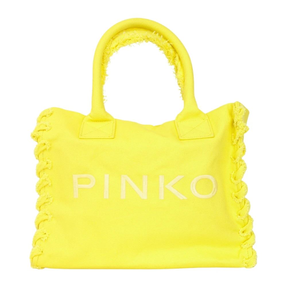 Pinko Gul Beach Shopper i Återvunnen Canvas Yellow, Dam
