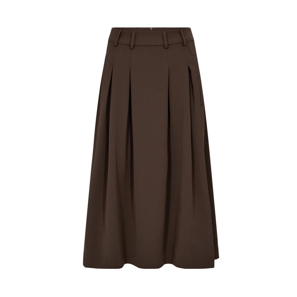 Co'couture Brown Anyacc Midi Pleat Skirt - Female - Midi Skirts - Xs - Skirts