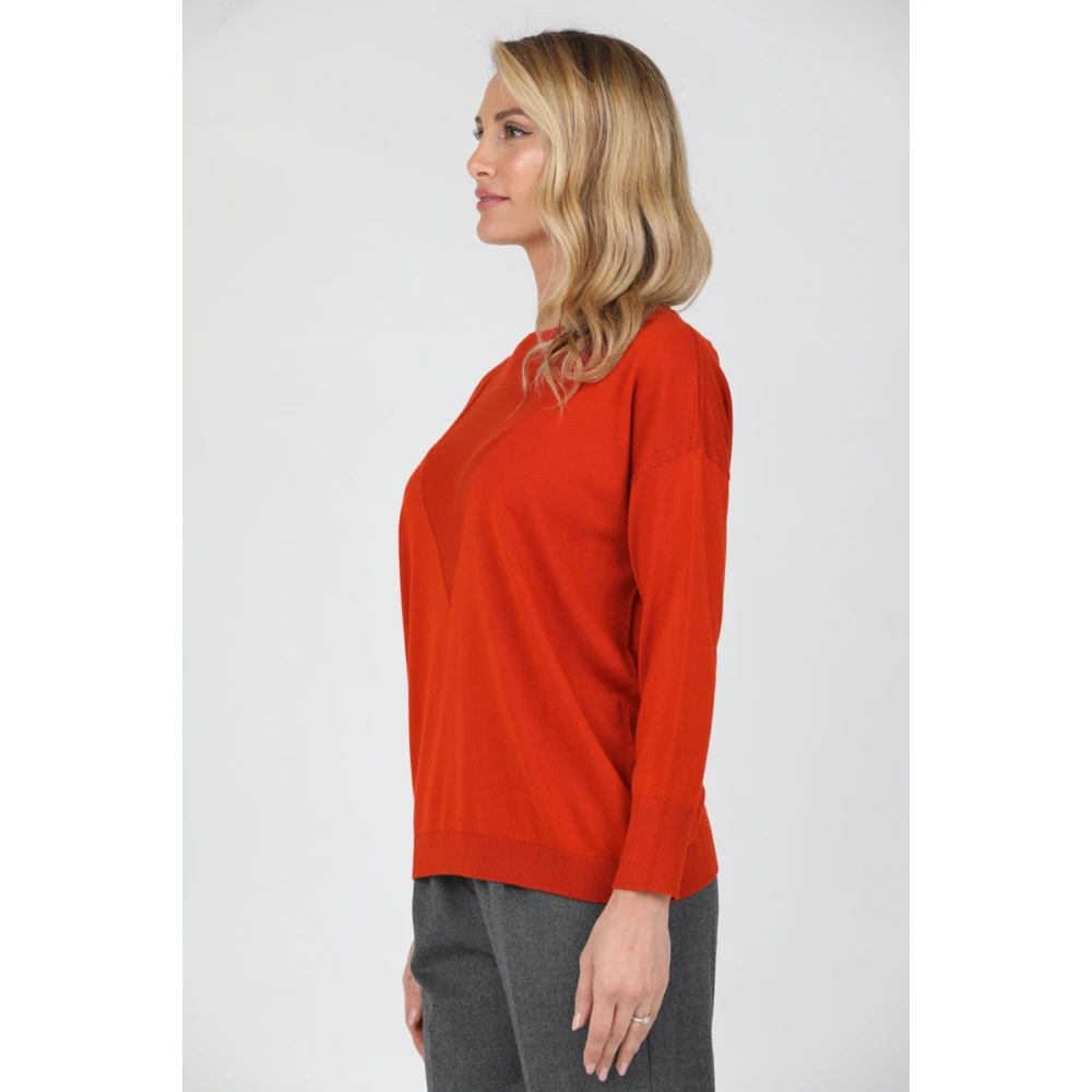 Alpha Studio Trui met lange mouwen en boothals Orange Dames