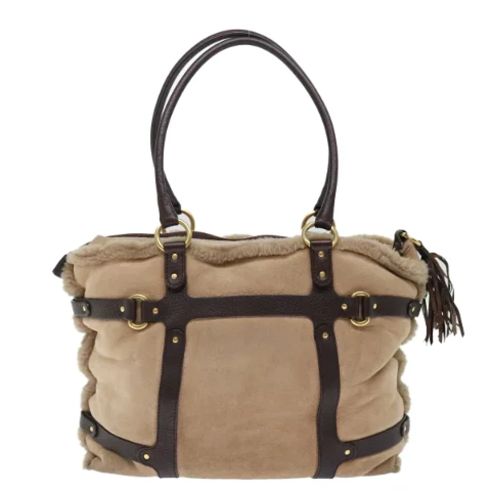 Salvatore Ferragamo Pre-owned Suede handbags Beige Dames