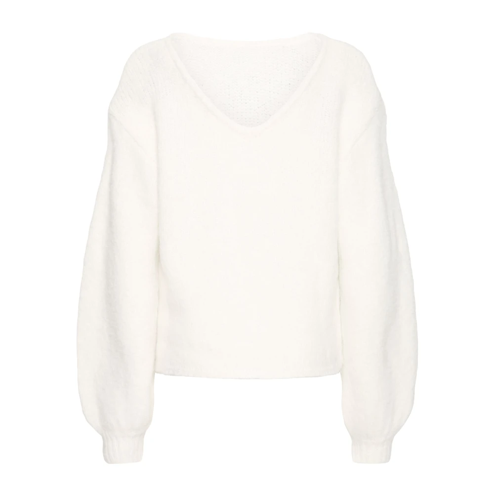 Ichi Women's White V-Neck Knitwear - V-Neck Knitwear - 2XL - Knitwear
