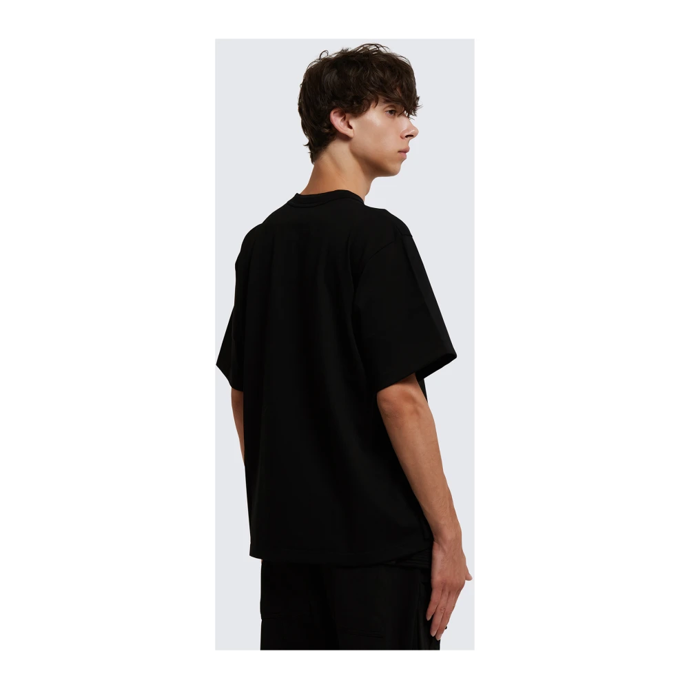 Sacai Zwart Oversized T-shirt met Zijknoppen Black Heren