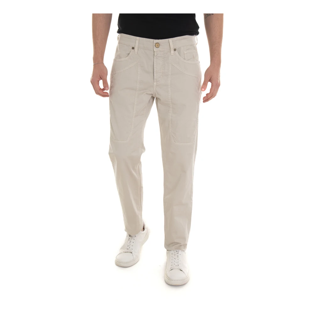 Jeckerson 5-pocket broek met leren passante Beige Heren